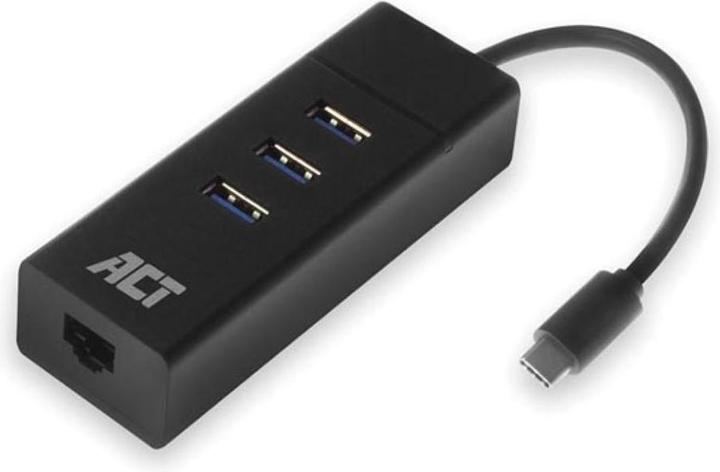 Produktbild ACT USB-C Hub 3x USB-A, ethernet (USB-C, 4 Ports)