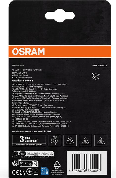 Actual product image Osram Vintage 1906 LED 10 3.4 W/1800 K E27 (E27, 3.40 W, 100 lm, 1 x, G)