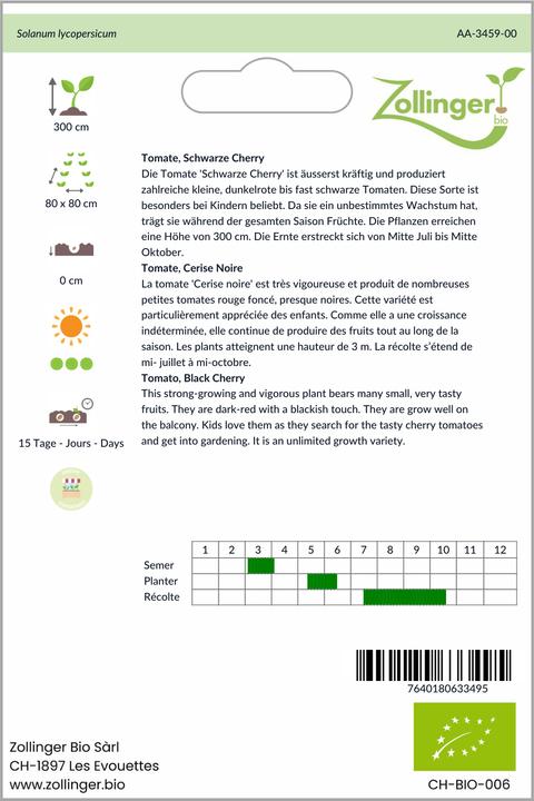 Produktbild Zollinger Bio Tomate, Schwarze Cherry