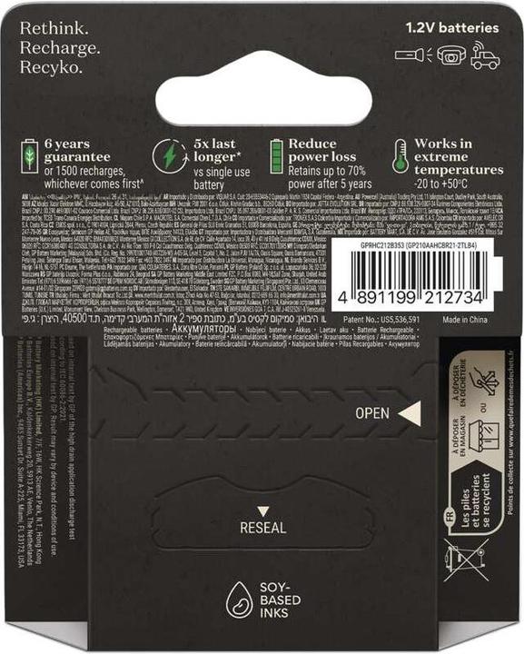 Image du produit GP Batteries ReCyko Pro AA (HR6) (4 pcs, AA, 2000 mAh)