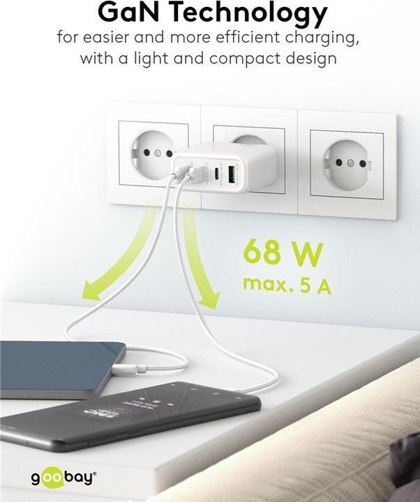 Produktbild Goobay USB-C Multiport Schnellladegerät mit GaN Technologie (68 W)