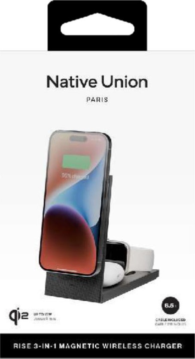 Actual product image Native Union Rise 3-in-1 INT Qi2 Wireless Charger Qi2 15W für drei MagSafe-Geräte