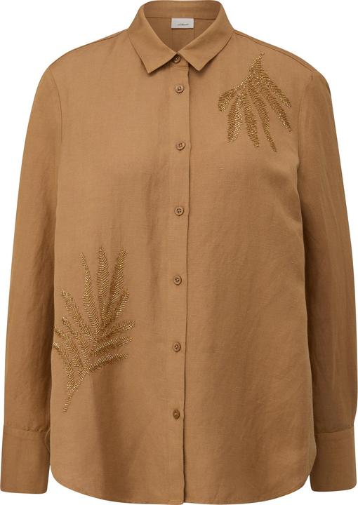 Produktbild s.Oliver Bluse Longbluse aus Leinenmix mit Schmuckperlen (38)
