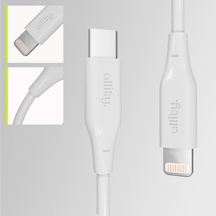 Image du produit Allity cable AUC-02 USB-C - Lightning 1.0 m 27W white (USB 2.0, 27 W)