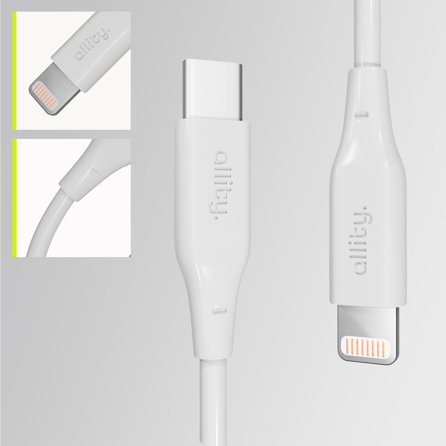 Thumbnail - Allity cable AUC-02 USB-C - Lightning 1.0 m 27W white (USB 2.0), USB Kabel