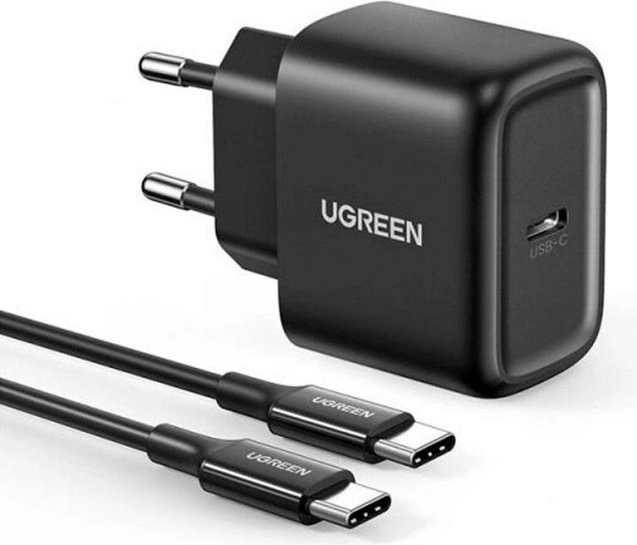Productafbeelding Ugreen Wandoplader CD250, 25W, USB-C (zwart) + USB-C naar USB-C kabel, 2m (zwart) (25 W)