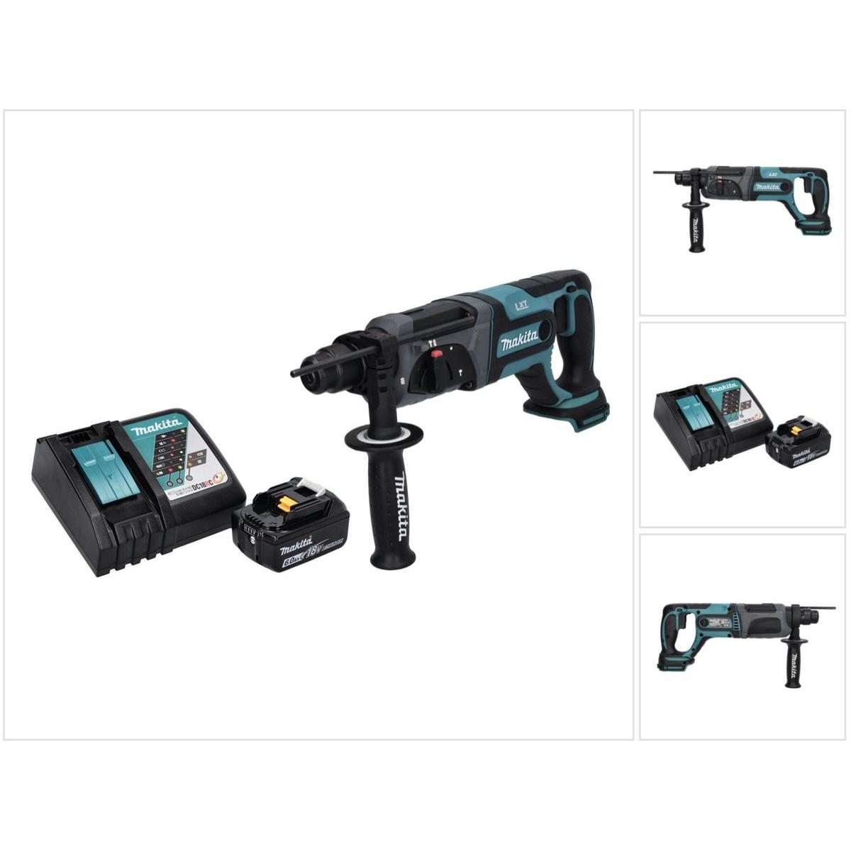 Makita, Bohrmaschine + Akkuschrauber, DHR 241 RG1 Akku Bohrhammer 18 V 2,0 J SDS plus + 1x Akku 6,0 Ah + Ladegerät (Akku...