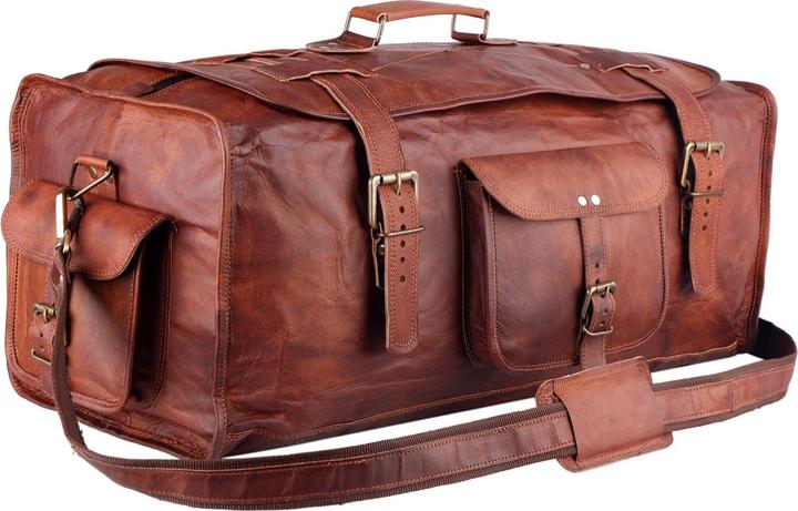 Image du produit Only-Bags.Store Sac de voyage en cuir pleine fleur avec rabat pour hommes, sac de voyage pour la nuit, sac de