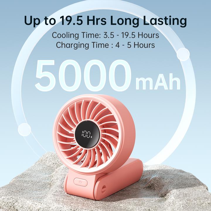 Actual product image Jisulife Handheld Fan Life7 (5000mAh) pink