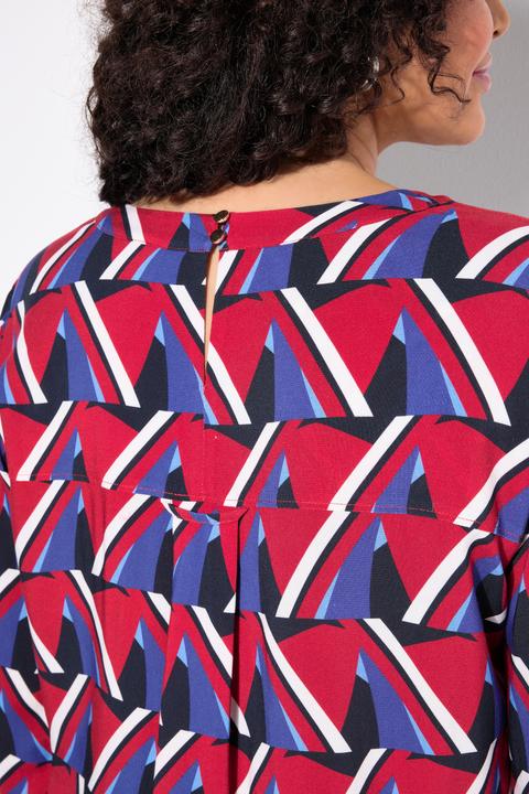 Image du produit Ulla Popken Blouse imprimé graphique, décolleté en V et manches 3/4 (58)