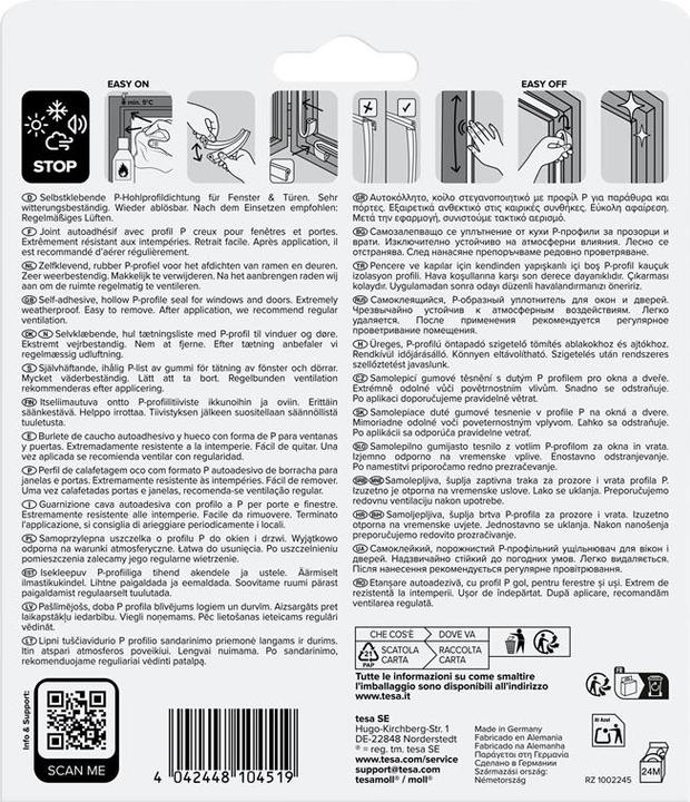 Produktbild tesa tesamoll CLASSIC P-Profil Fensterdichtung, Gummidichtung zum Isolieren