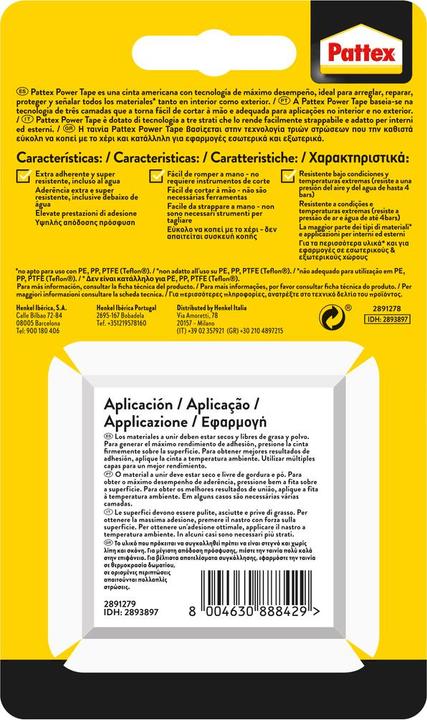 Nährwerte und Zutaten Henkel Power Tape Grau Mm (50 mm)