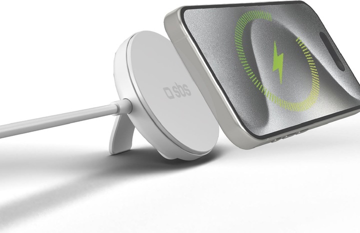 SBS Qi2 15W MagSafe compatible wireless charging base, that also acts as a stand (15 W)