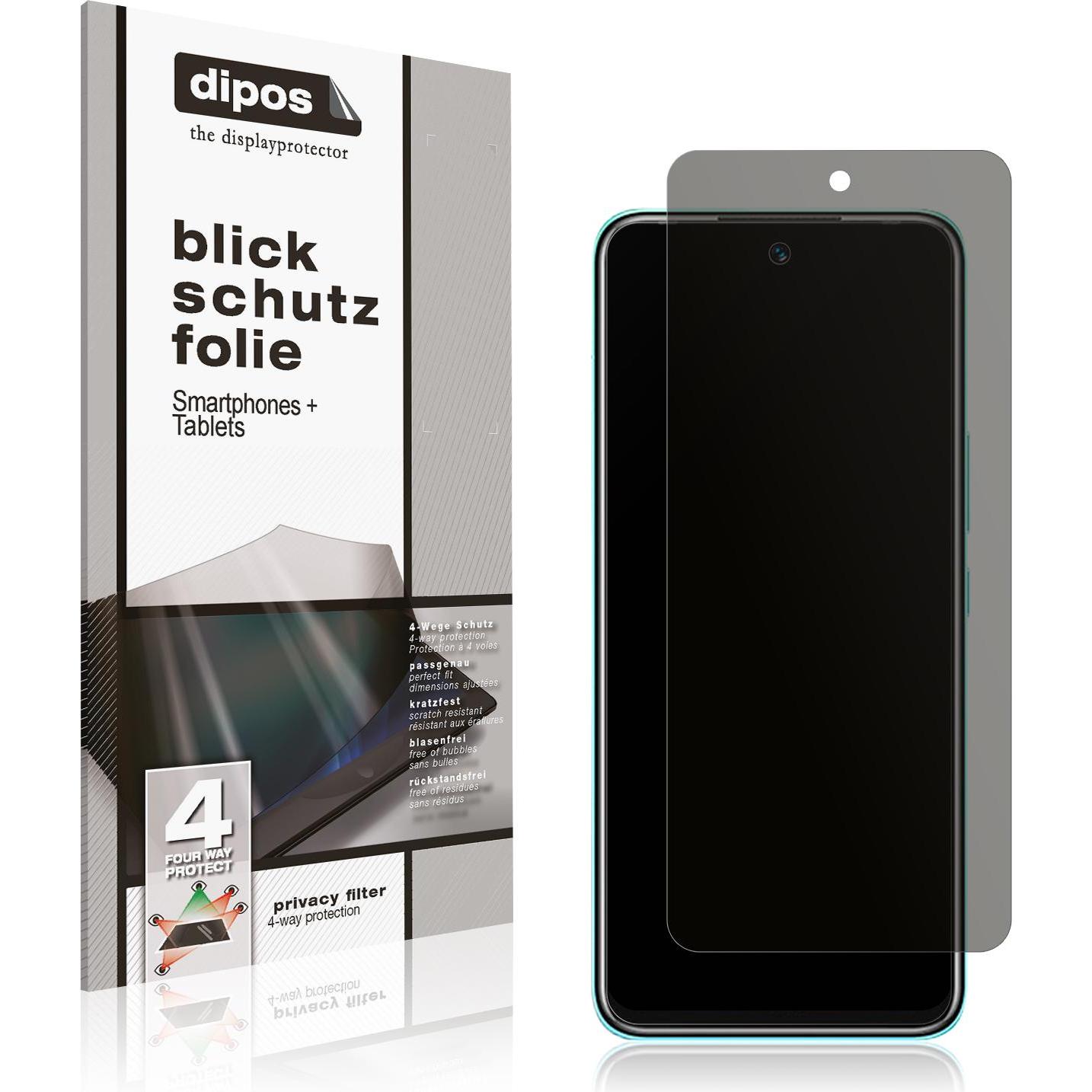 Dipos Blickschutzfolie 4-Way Privacy (1 Stück, Infinix Hot 12 Play), Smartphone Schutzfolie, Transparent
