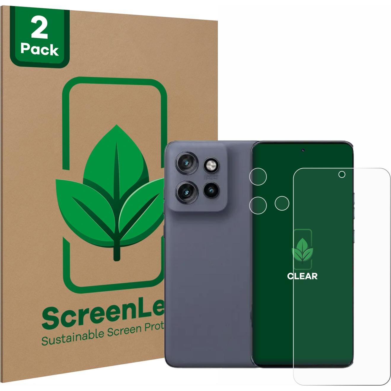 ScreenLeaf Schutzfolie nachhaltiger Displayschutz Display Schutz Folie Klar Transparent (2 Stück, Motorola Edge 50), Sma...