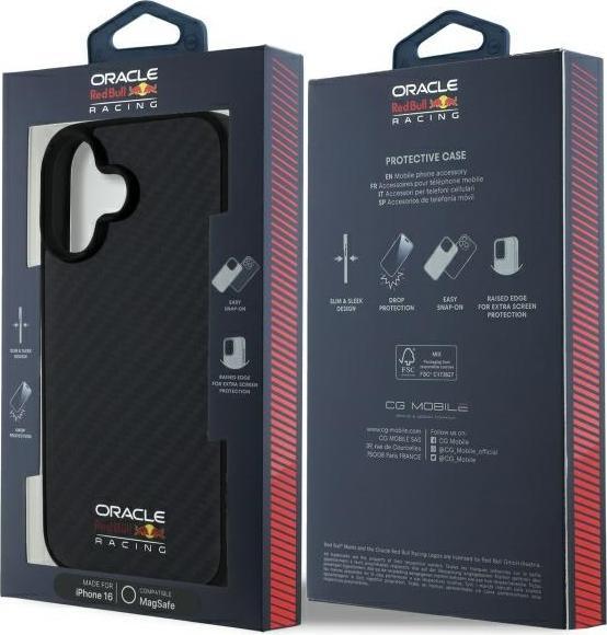 Image du produit Red Bull RBHMP16S24CFILSK iPhone 16 6.1" hardcase black Carbon Fiber Shiny Logo MagSafe (Apple iPhone 16)