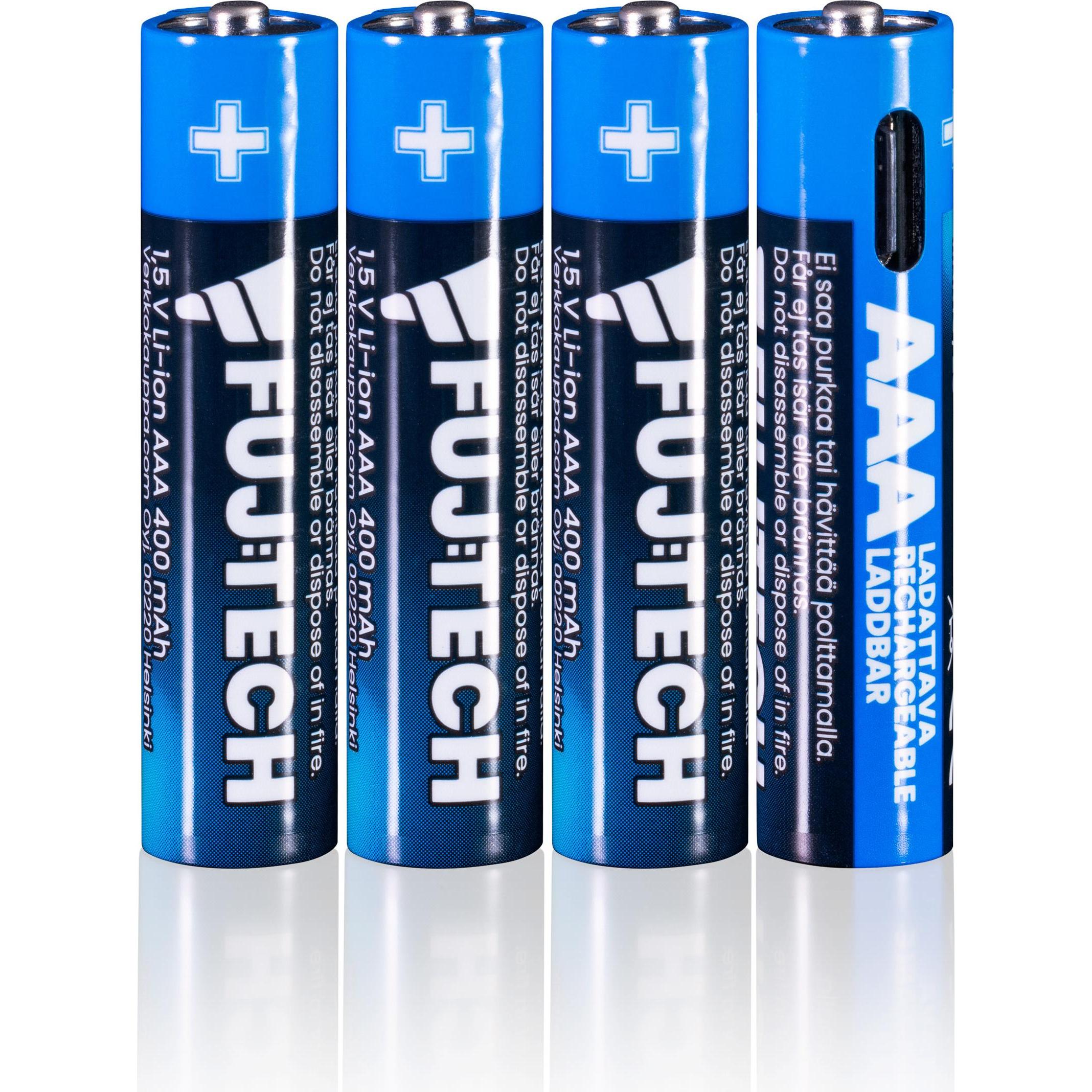 Fuj Tek Li-Ion USB-C Rechargeable AAA Batteries, pack of 4 (4 Stk., AAA), Batterien + Akkus