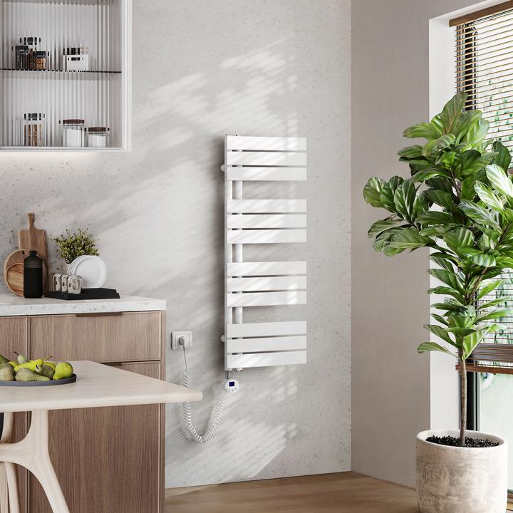 Produktbild Emke Elektrischer Handtuchwärmer mit Heizstab und Timer, Weiss 1041x400mm 400W (400 W)
