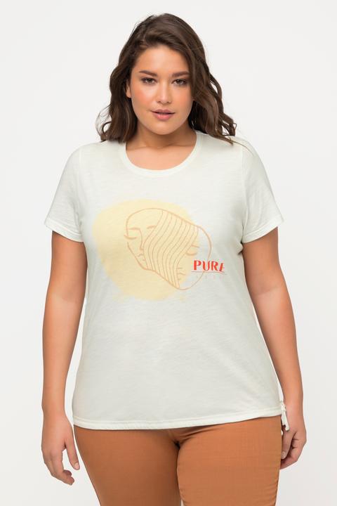 Image du produit Ulla Popken T-shirt en coton bio, avec cordon à la base, col rond et manches courtes (50, 52)