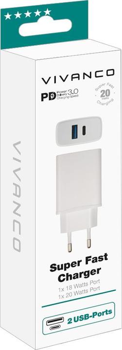 Immagine prodotto Vivanco Bianco super veloce per interni (20 W, 2 porte)