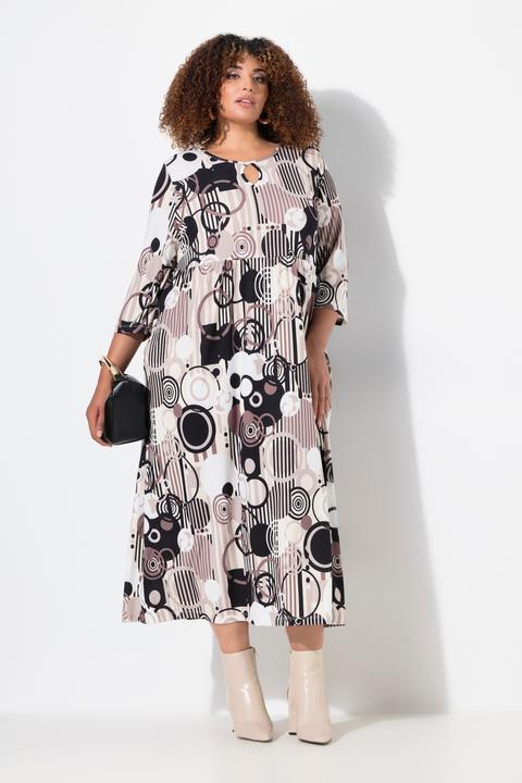 Produktbild Ulla Popken Jersey-Maxikleid, A-Linie, Rundhals, 3/4-Arm, Taschen (62)