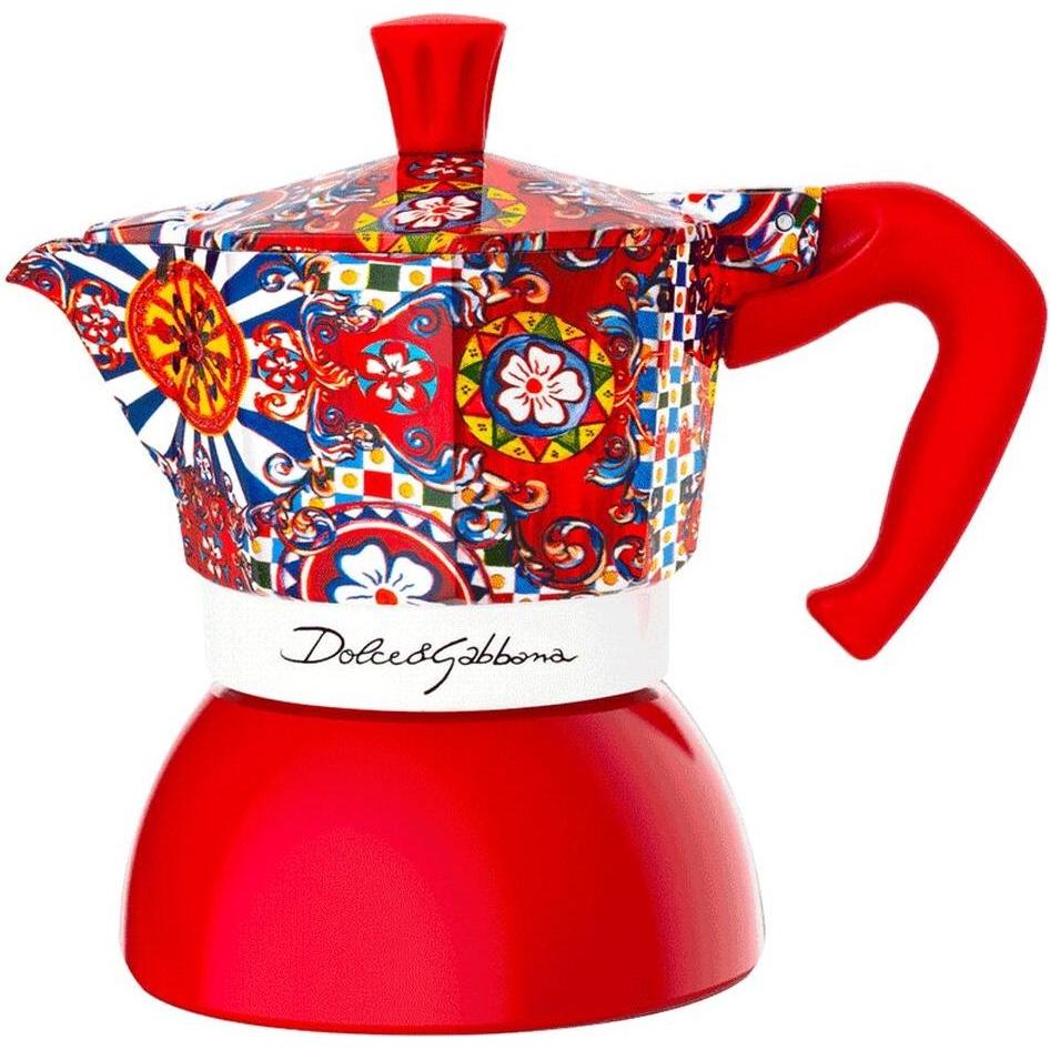 Bialetti Moka Induction Dolce&Gabbana, Caffettiera moka, Blu, Bianco, Rosso