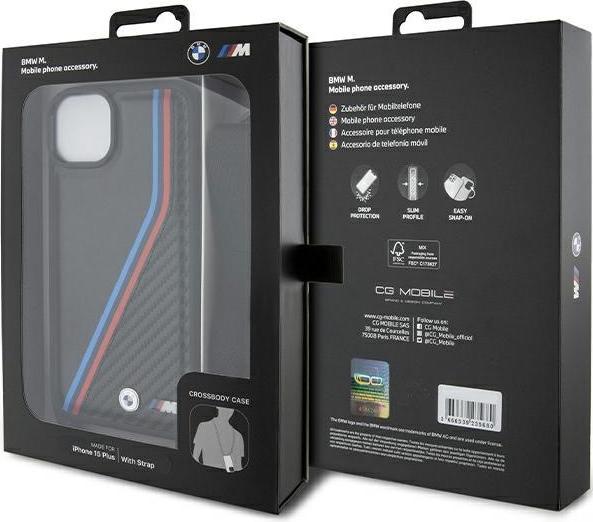 Immagine prodotto BMW BMHCP15S23PSVTK Custodia rigida per iPhone 15 / 14 / 13 czarny/nero M Edition Carbon Tricolor Lines (Apple iPhone 13, Apple iPhone 14, Apple iPhone 15)