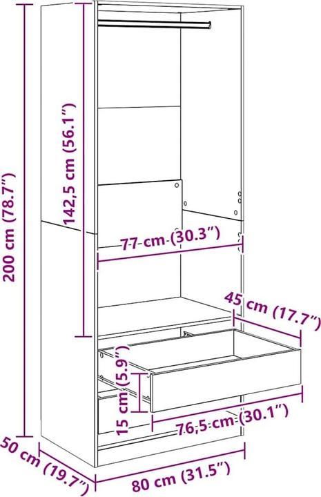 Actual product image vidaXL Kleiderschrank (50 x 80 x 203 cm)