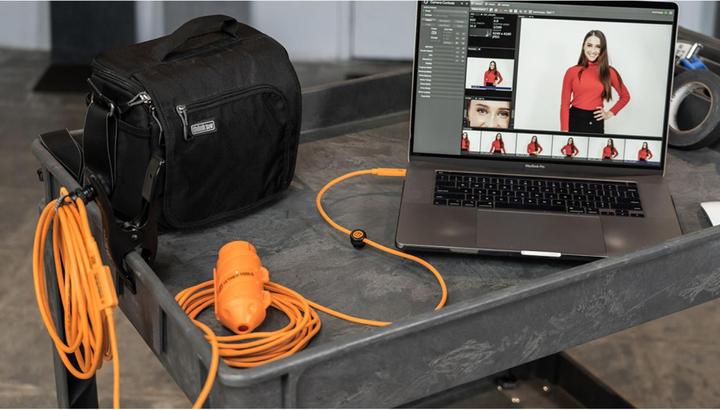 Actual product image Tether Tools USB-C 3.0 Kabel, USB-C / Micro-B, 9.4m gerade zu rechtwinklig, 9.4 m, Orange (9.40 m)