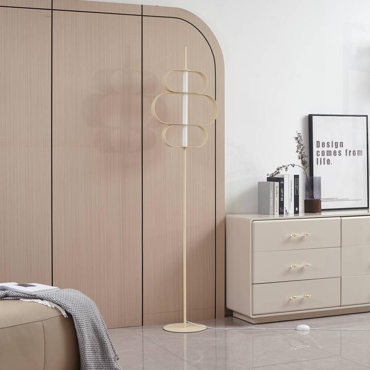 Immagine prodotto Lucande LED-Stehleuchte Audrina, beige, Metall, dimmbar