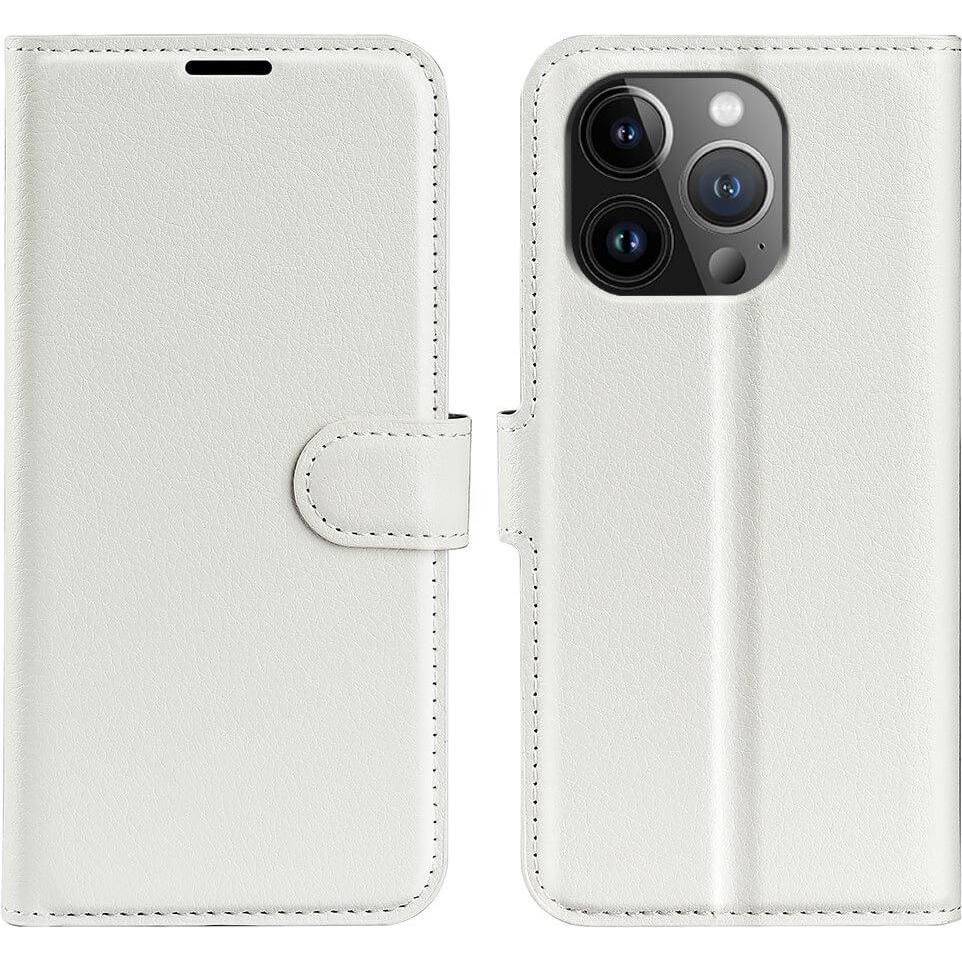 Cover-Discount iPhone 15 Pro - Leder Etui Hülle weiss (Apple iPhone 15 Pro), Smartphone Hülle, Weiss