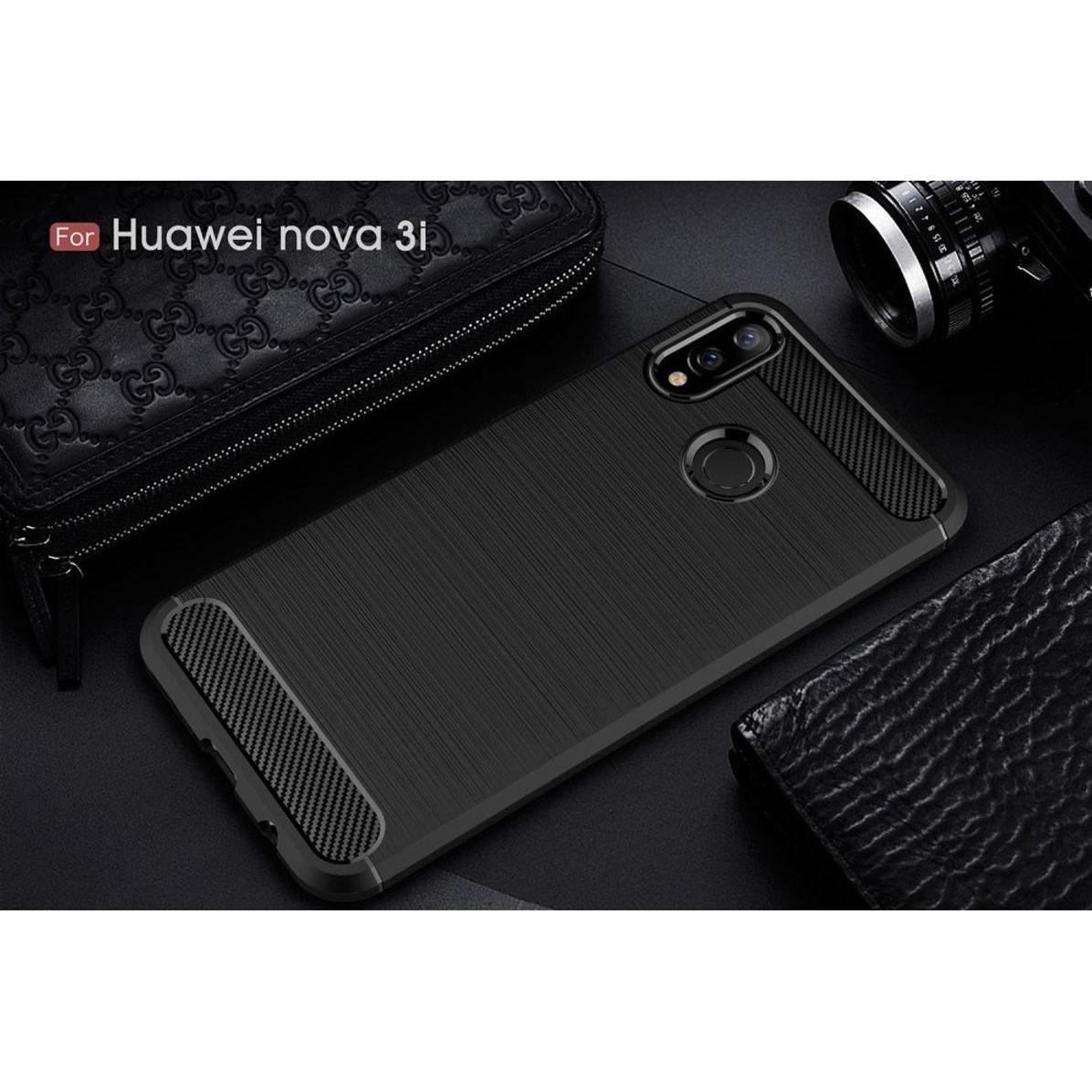 Thumbnail - König Design Hülle Handy Schutz für Huawei Nova 3i Case Cover Bumper Carbon Optik Schwarz (Huawei Nova 3i), Smartphone H...