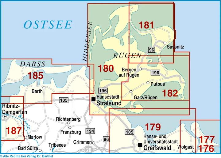 Produktbild Insel Rügen Radwander- und Wanderkarte 1 : 50 000 50000