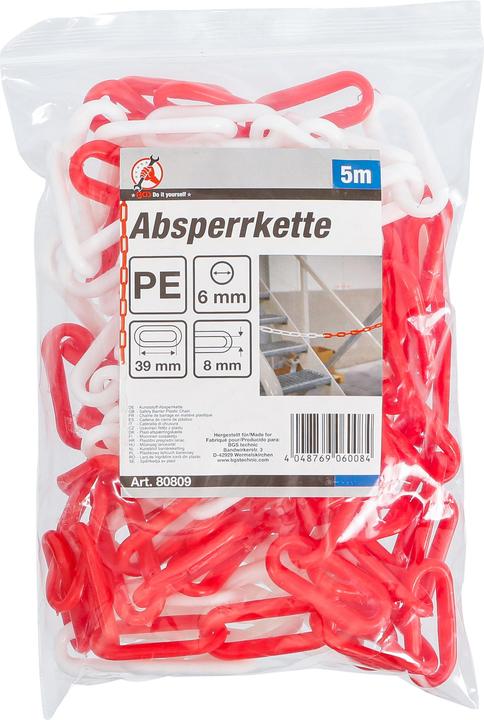 Image du produit BGS Chaîne de barrage | Rouge - blanc | Matière plastique | 5 m (5 m)