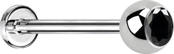 Produktbild Star Piercing Micro Labret silber mit Kugel und Kristall schwarz (Chirurgenstahl 316L, ohne Messing)