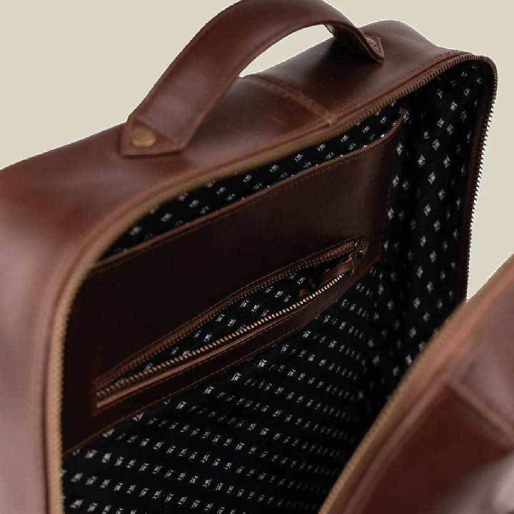 Image du produit Buckle & Seam Leder Rucksack Mik Braun/Dots