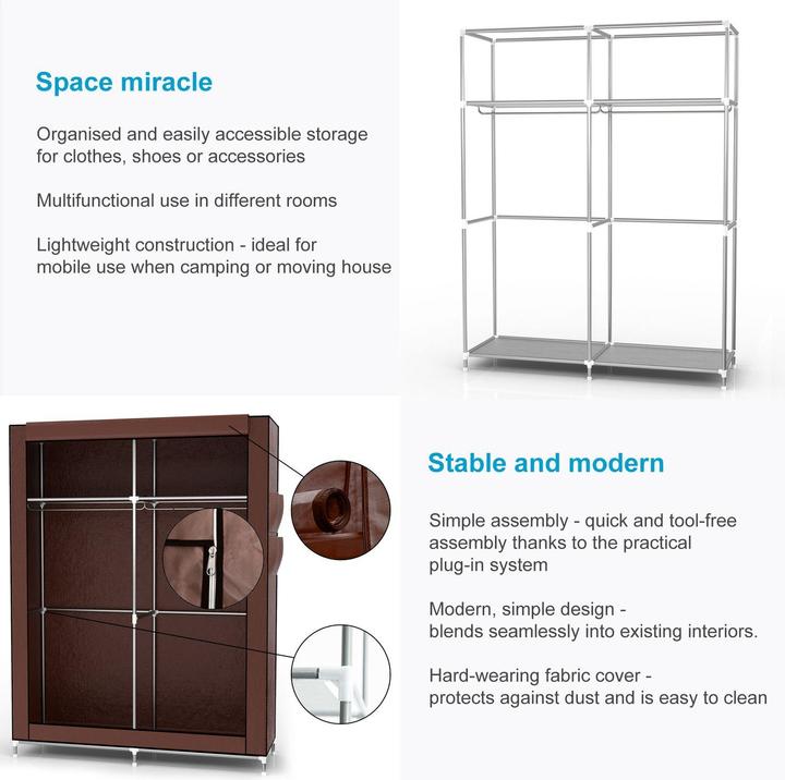Produktbild Intirilife Schrank 108x170x45 cm in KOKOS BRAUN (30 x 45 x 9.5 cm)