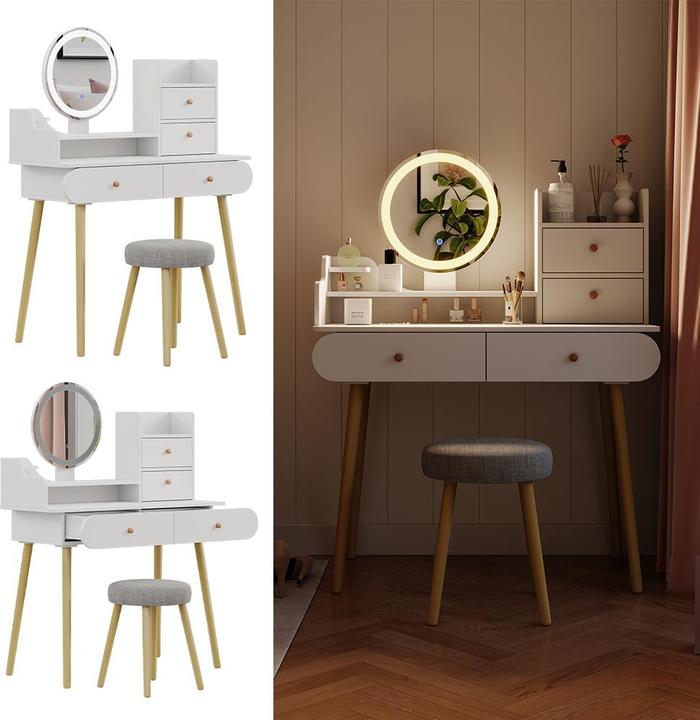 Actual product image Vicco Edda with LED mirror and stool (100 x 40 x 130 cm)