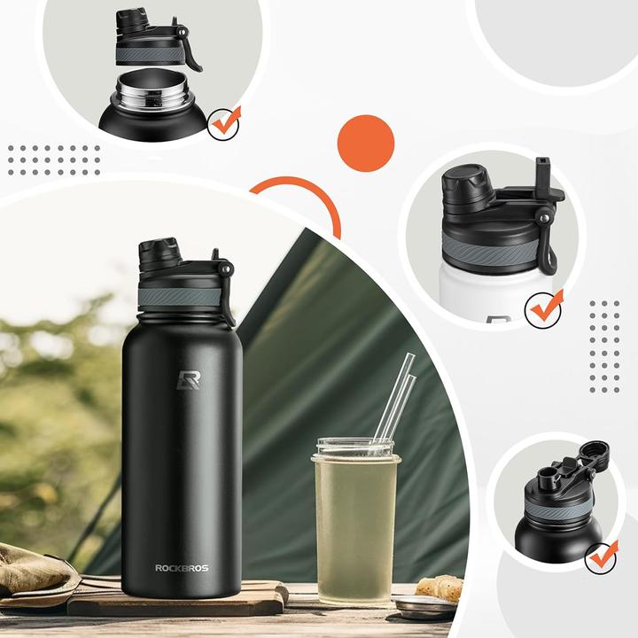 Produktbild Rockbros 35210029002 Fahrrad-Thermoflasche für Getränke 620 ml – Schwarz (0.65 l)