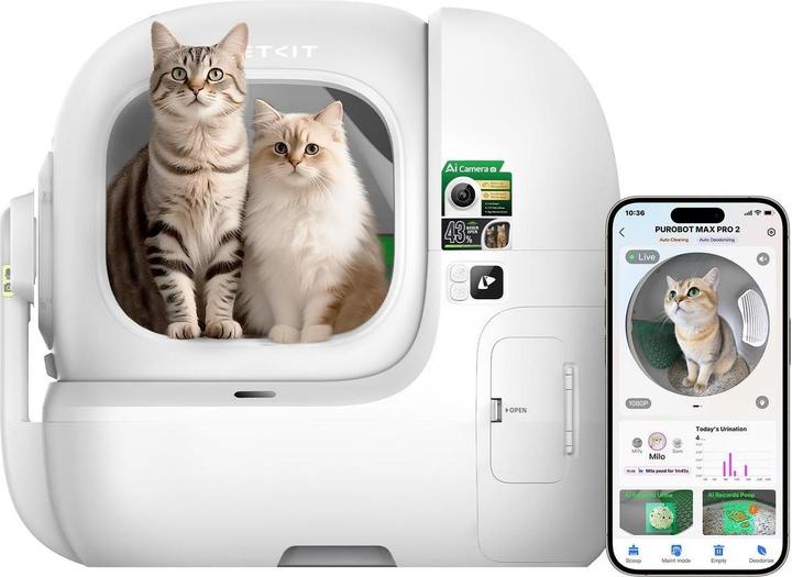 Petkit Purobot Max Pro 2 (Bac à litière autonettoyant, Bac à litière fermé)