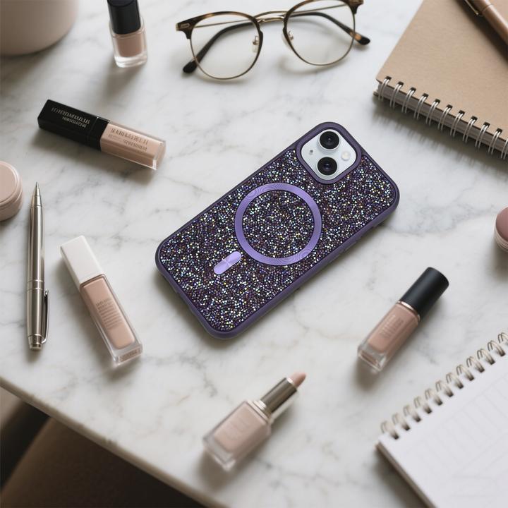 Produktbild Cadorabo iPhone 14 PLUS / 15 PLUS Hülle kompatibel mit MagSafe Glitzer Case (Apple iPhone 14 Plus, Meizu 15 Plus)