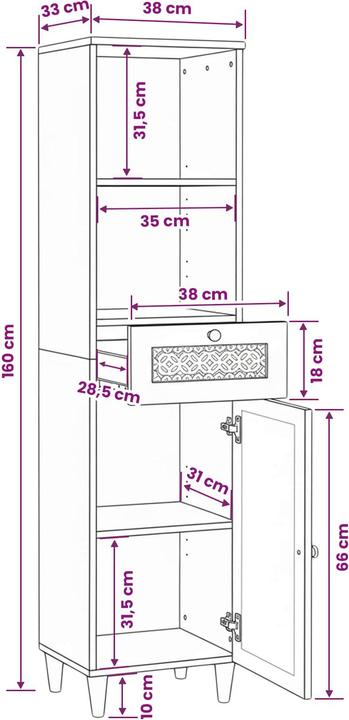 Actual product image vidaXL Badezimmerschrank (33 x 33 x 160 cm)