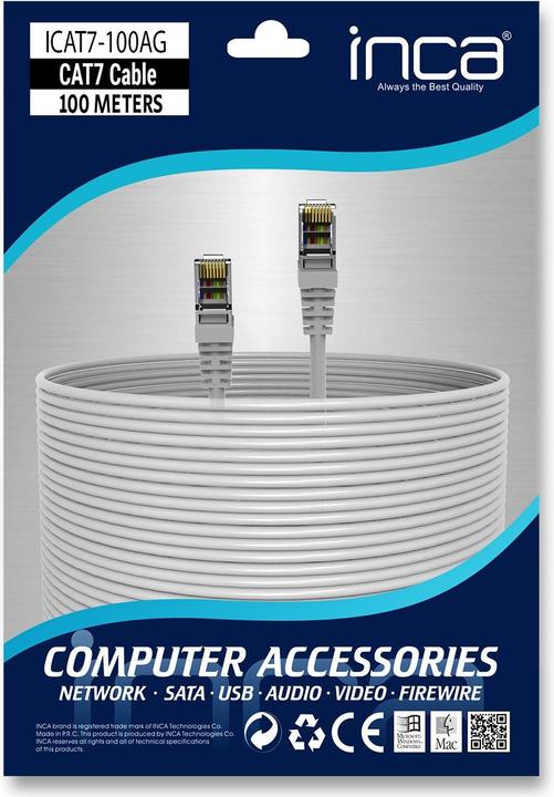 Productafbeelding Inca Ethernetkabel ICAT7-100AG CAT7-Kabel 100M (CAT7, 100 m)