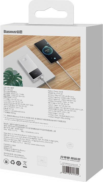 Produktbild Baseus Powerbank Star-Lord 30000mAh, USB, USB-C, 22.5W (White) (30000 mAh, 22.50 W, 22.50 Wh)