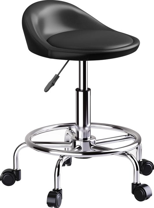 Actual product image Homcom Rollhocker Kunstleder, Metall Schwarz (49 - 65 cm)