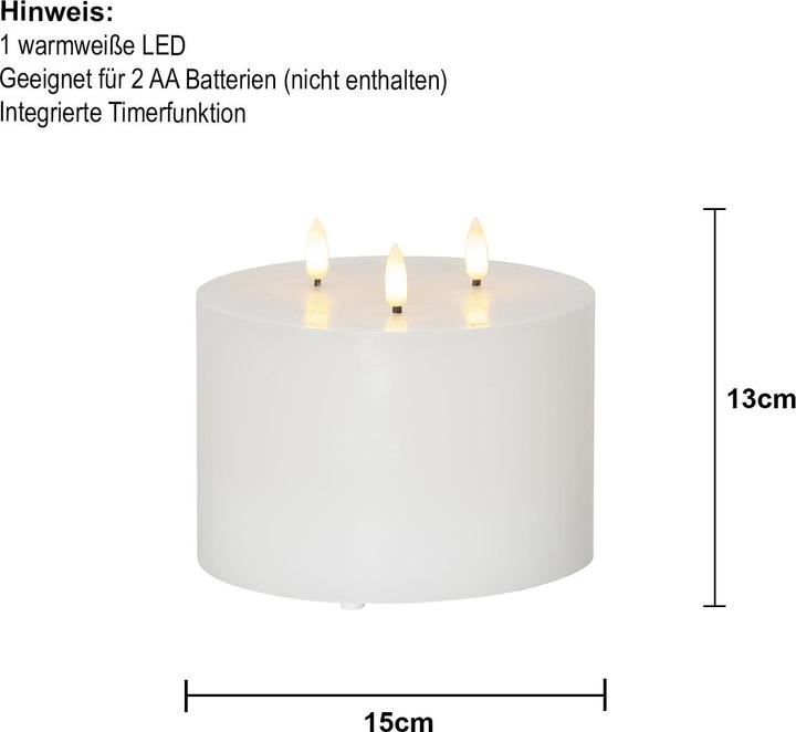 Produktbild Star Trading LED-Kerze Pillar Kerze Weiss 15 cm x 10.5 cm, Weiss (1 x)