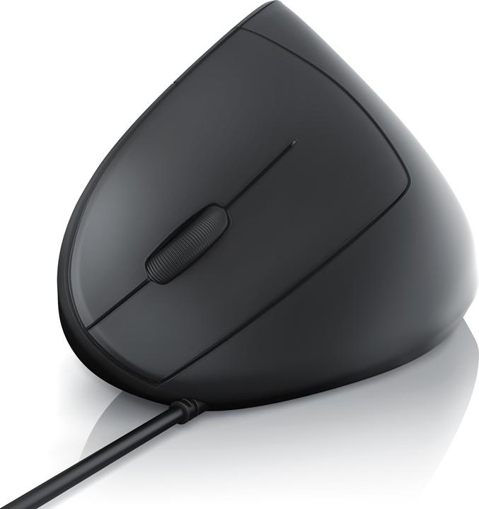 Actual product image CSL ergonomic mouse, corded, optical vertical left-handed mouse, against mouse arm/tennis arm (Cable)