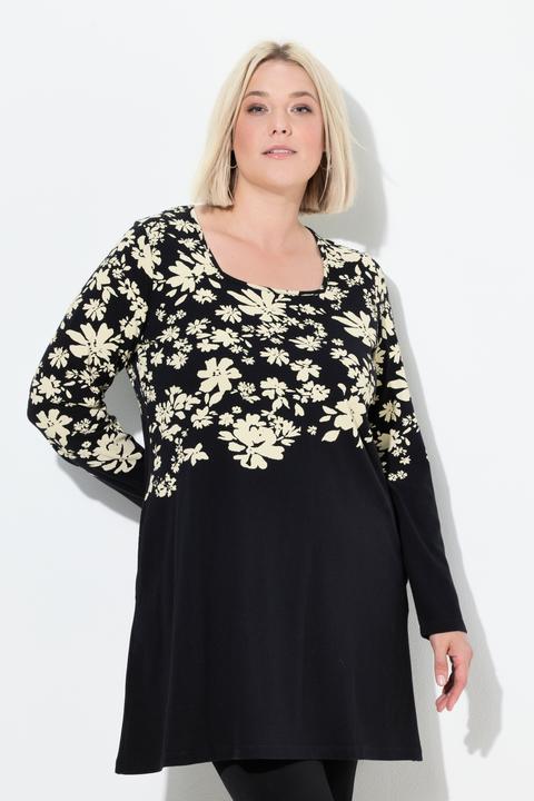 Actual product image Ulla Popken Floral Placement Print Empire Knit A-Line Tunic (46, 48)