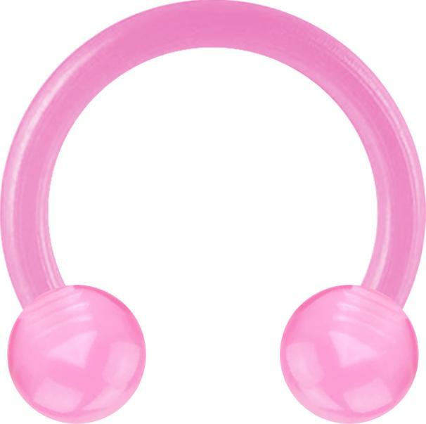 Produktbild Star Piercing Micro Circular Barbell hellpink transparent mit zwei Kugeln (ohne Messing, Kunststoff)