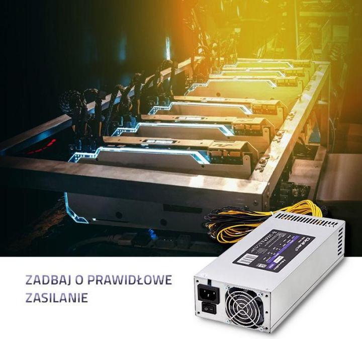 Produktbild Qoltec 50349 PCI-E 1800W power supply 80 Plus Platinum Game miner (1800 W)